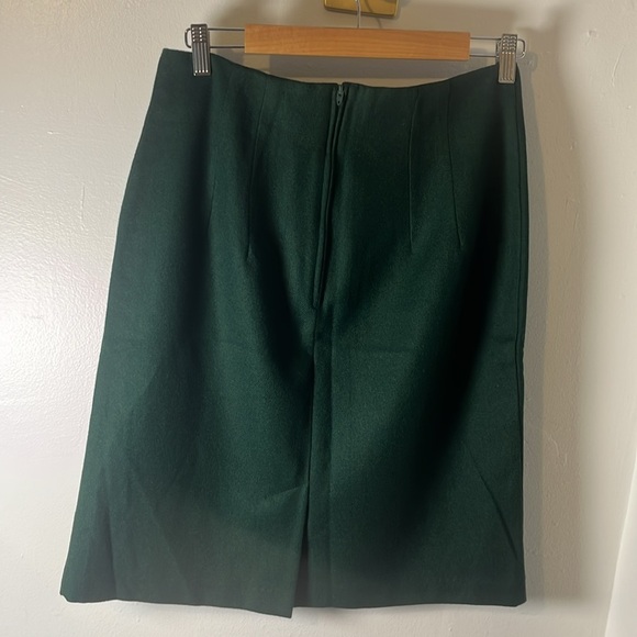 Savannah Vintage 100% Wool Lined Emerald Green Zip Pencil Skirt Sz 12 - Picture 8 of 9